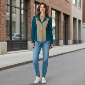 Vtg Banjo Womens Ladies Top Cotton Western Cropped Long‎ Sleeve Shirt Rodeo